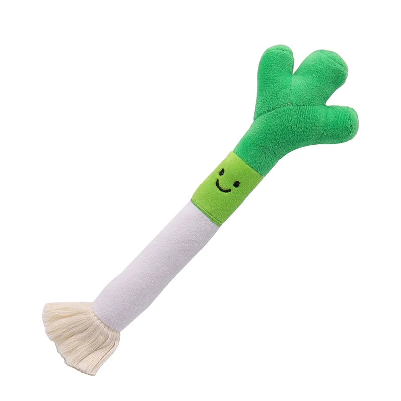 Plush Pet Chew Toys Bite Resistant Simulated Scallion Bell Sounding Teeth Cleaning Interactive Playing Supplies For Dog Cat