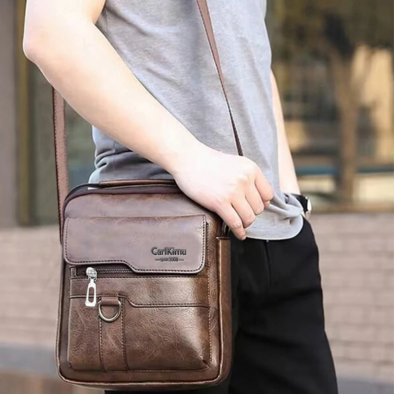 Men's bags can be carried on one shoulder with a slanted strap. Made of PU material, they are suitable for business outings.