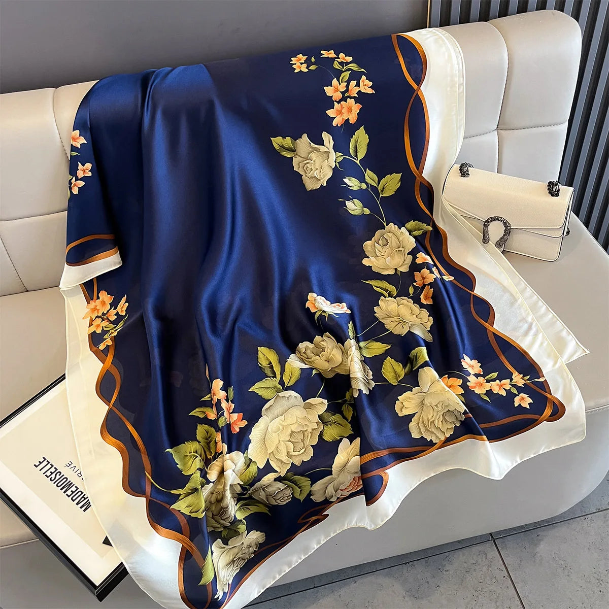 New Women Scarves Spring Summer Autumn Luxury Print Thin Light Satin Scarf Fashion Wrap Shawls 55 Colors Elegant Bandana Poncho