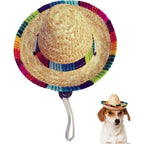 Pet Hat Dog & Cat Straw Sombrero Hat Funny Mexican Sombrero Cap Mini Hat Dog Clothes Pet Caps for Halloween Party Photo Props