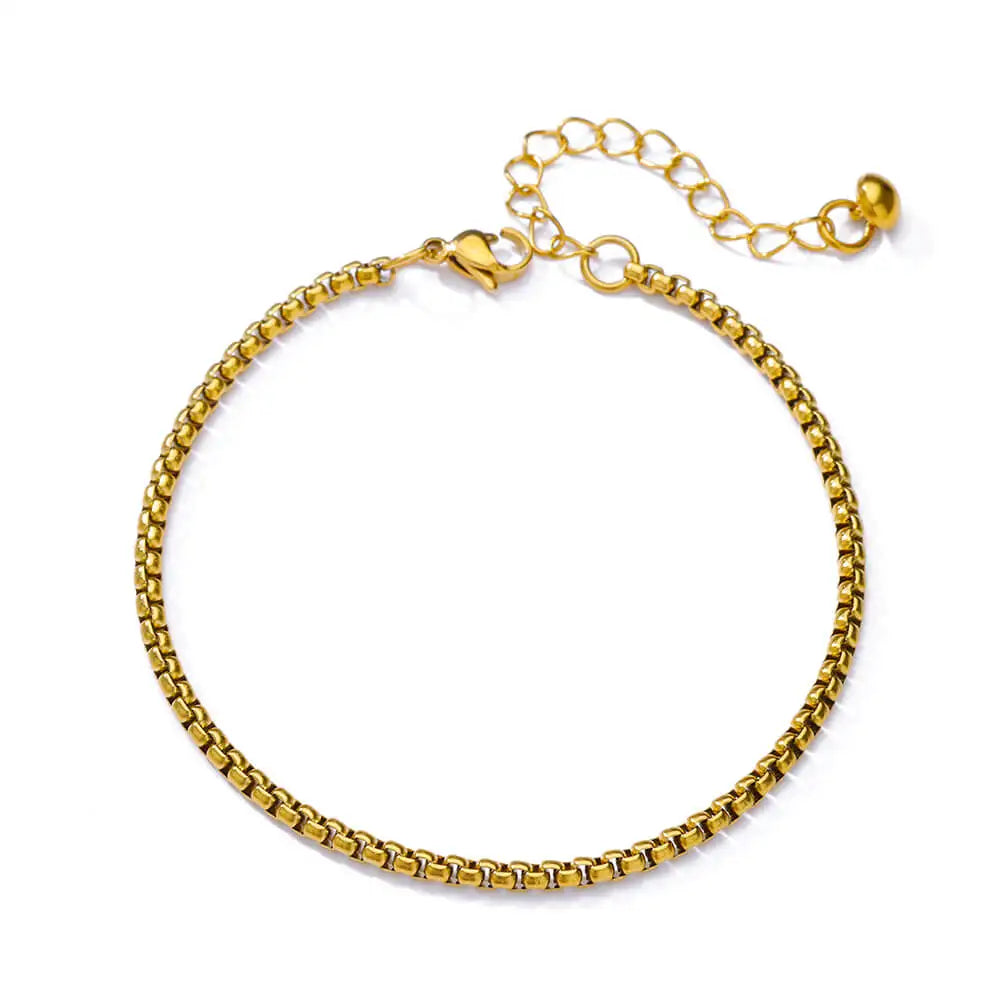 Anklets For Women Summer Beach Accessories Stainless Steel Geometric Chain Anklet Gold Color Leg Bracelets Bodychain Gifts