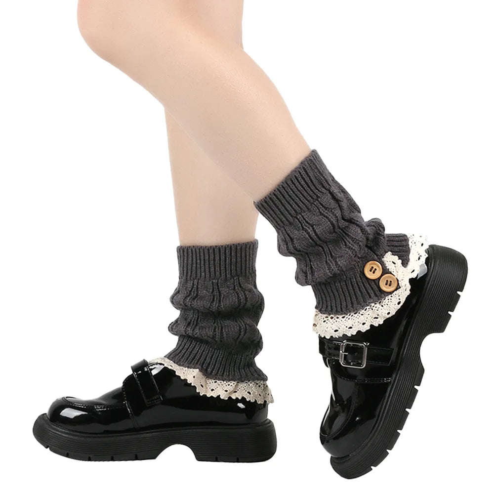 Womens Leg Warmers Ankle Winter Warm Stretch Knitted Slouch Thermal Ladies Thick Wool Cuffs Boot Socks Female Gaiter Lolita Y2k