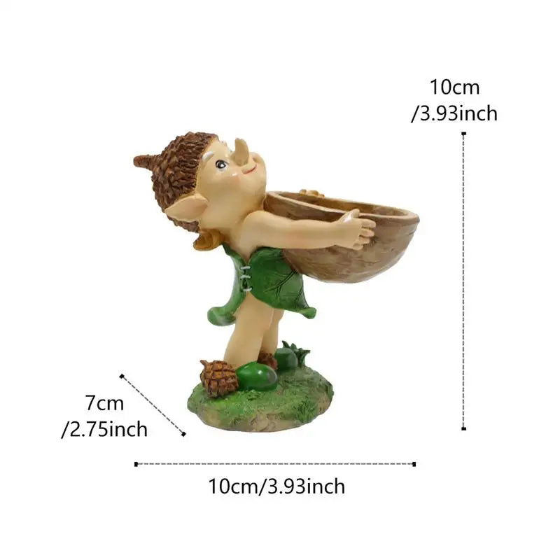 Garden Statues For Outside Resin Figurines Bird Feeder Statue Garden Decor Cartoon Sculpture Cute Lawn Ornaments Feeding Station