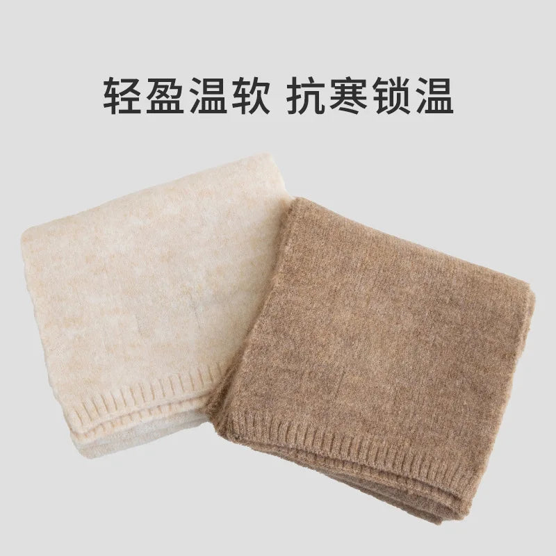 Ladies' wool - containing soft, skin - friendly, versatile scarves. High - end solid - color thickened knitted shawls for winter