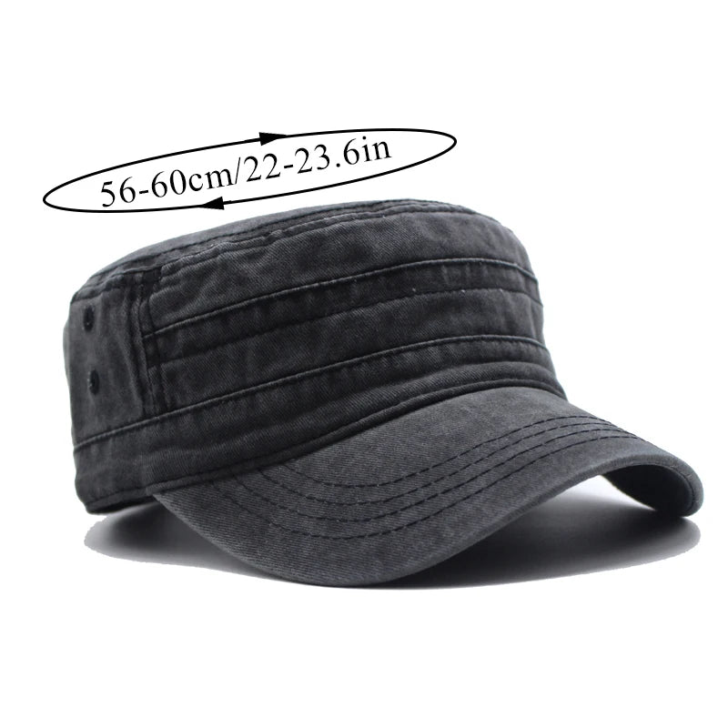 Men Thicker Denim  Flat Top Hat Solid Caps for Women Male Washed Caps Adjustable Flat Hats Unisex Cotton Sun Hat Wholesale