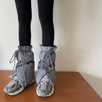 30/42cm New Thick Leg Warmer Women Ankle Warmer Drawstring Padded Puffer Split Boot Cuffs Adjustable Calf Gaiters Winter