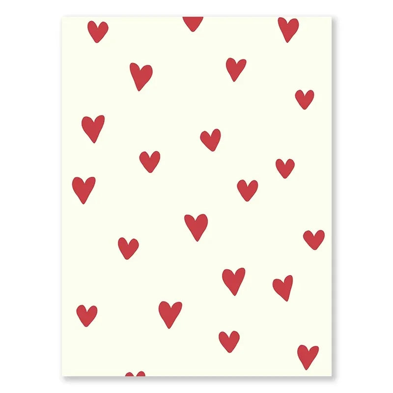 Valentine's Day Queue Gallery Printable Poster Vintage Romantic Wall Art Cute Pink Heart Canvas Painting Home Bedroom Decoration