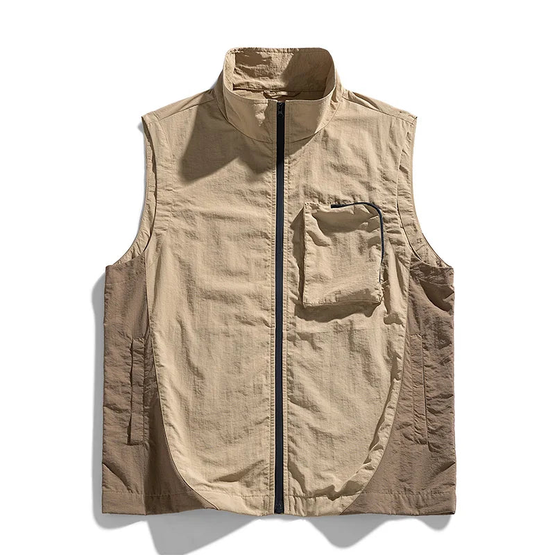 Men's vest for spring and summer new outerwear for camping hiking outdoor charging fashionable trend simple and high-end vest