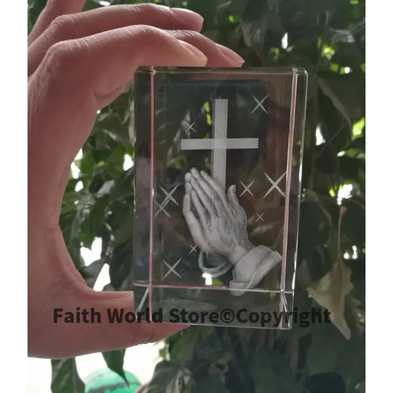 Christianity Catholicism BEST Christmas gift Religious efficacious Pray HOME family Safety Talisman 3D Crystal THE CROSS statue