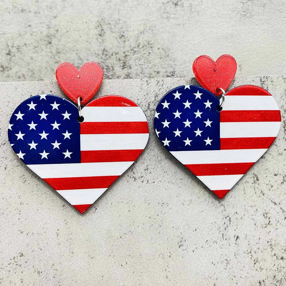 Patriotic Earrings 4th of July Earrings American Flag Sunflowe Acrylic Earrings for Women Independence Day Party Jewelry Gifts