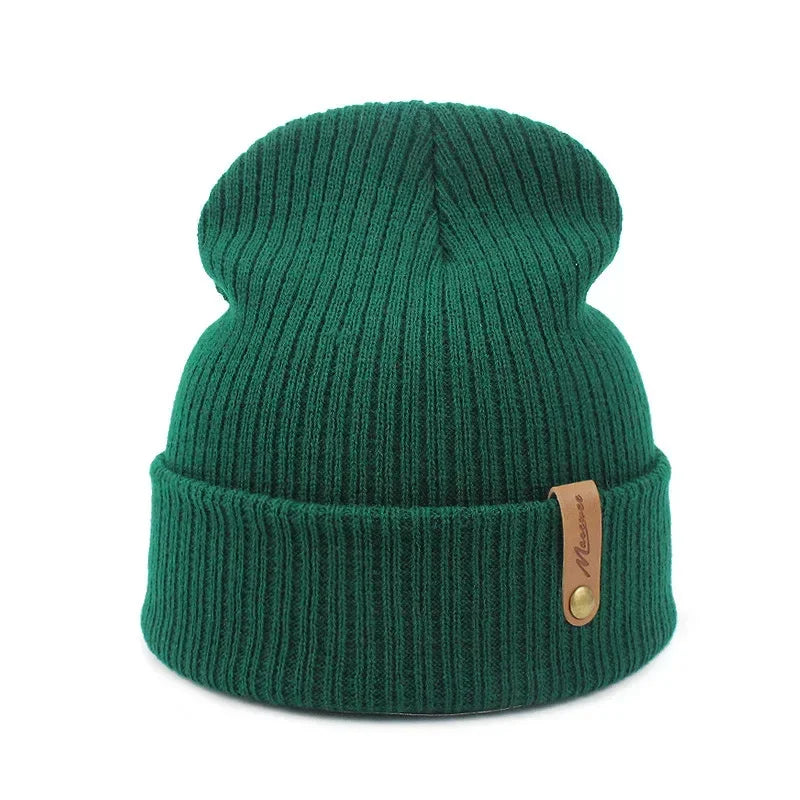 Knitted Hats for Men Women, Skullies Caps, Warmer Bonnet, Casual Cap, Monochromatic, Male and Female, Winter