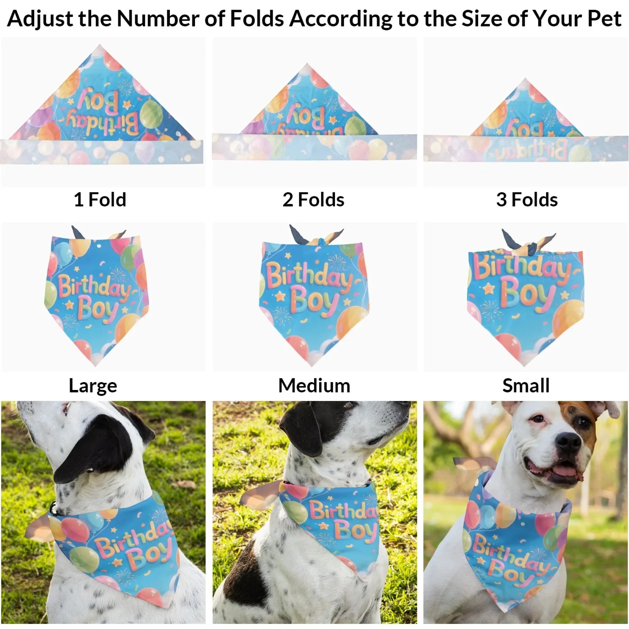 Dog Bandanas，Triangular Adjustable Cute Birthday Boy Pattern Printed Polyester，Pet Scarf ，Puppy Accessories Drool Bib