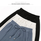 Women Pants Culottes Elastic Wide Leg Irregular Hem Double Layers Korean Trousers Summer Casual Loose Pleated Pants