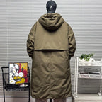 Men's Coat  Hooded New Two Pieces Korean Style Windbreaker spring  autumn Mid-Length