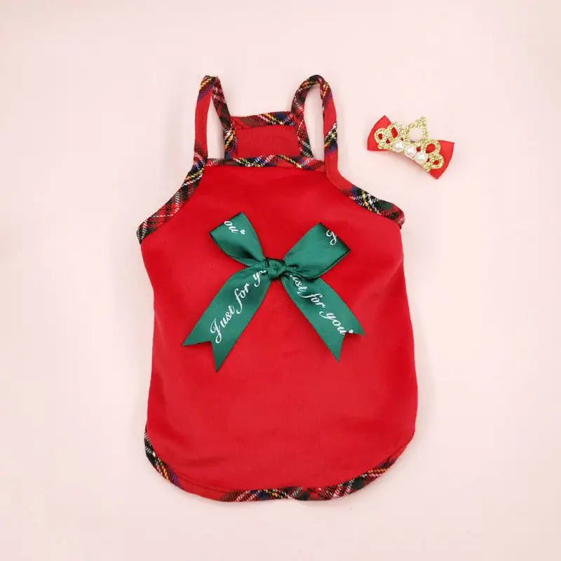 Pet Dresses Pet Cat Dress Clothes Christmas Dog Dress Dog Slip Dress ，Coat Dress Red Skirt Costume Pet Cat Warm Dress Bow Skirt Pet Costume