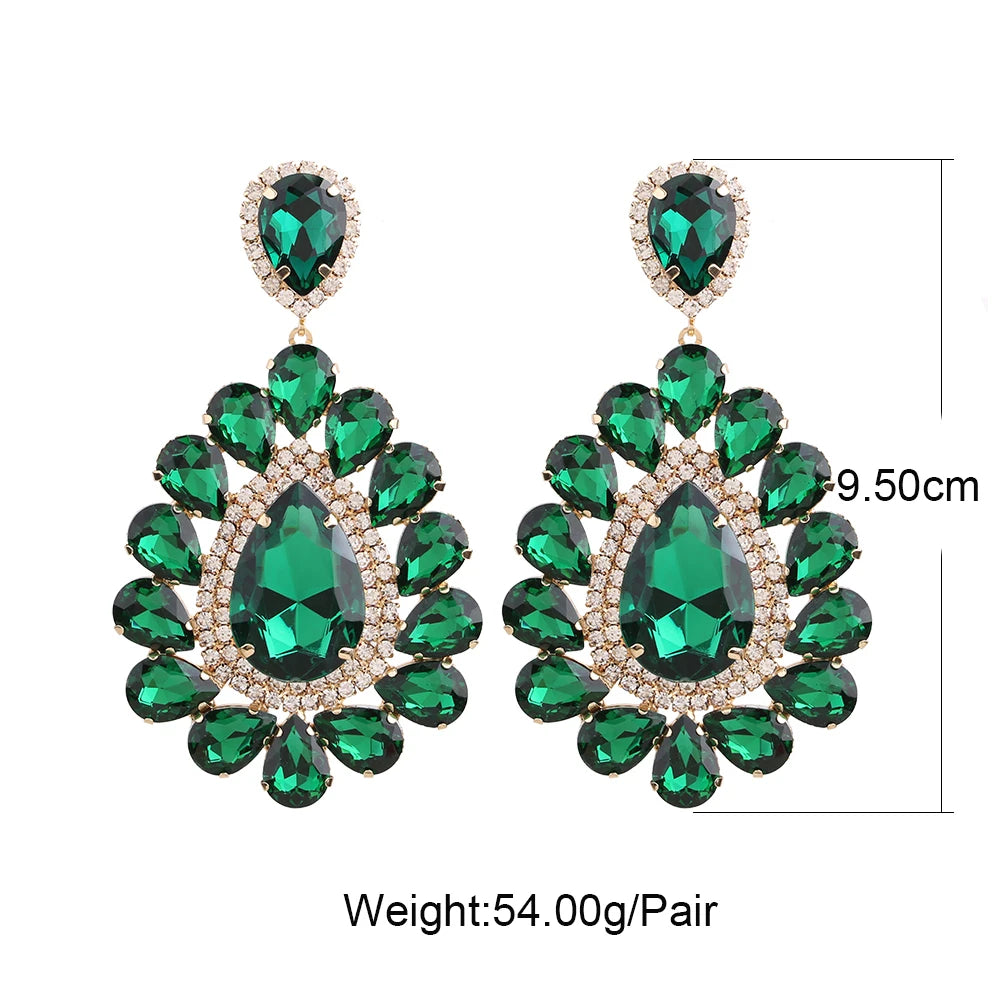 New Big Drop Dangle Earrings For Women Fashion Jewelry Party Multicolors Crystal Drills Statement Earrings Accessories Wholesale