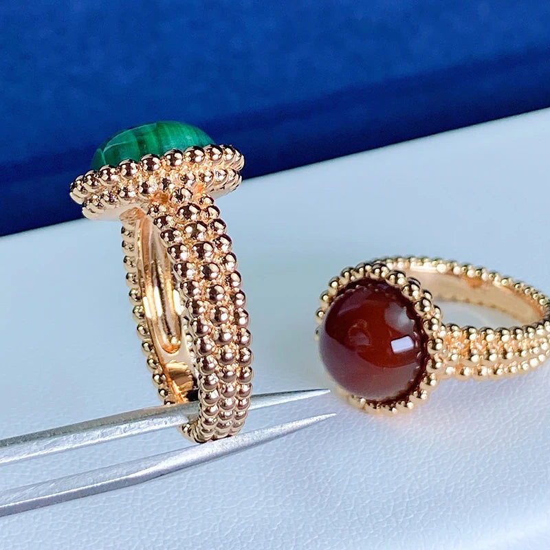 Red & Green Gemstone Statement Ring - French Vintage Minimalist Jewelry, Bold Contrast Color Cocktail Ring, Party Gift for Her