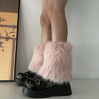 Faux Furs Leg Warmer,Warm Soft Cozy Fuzzy Leg Warmer Boot Cuffs Cover for Women Party Costumes Boot Sleeves Boot Covers