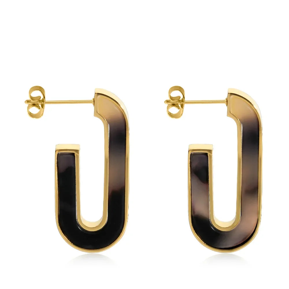 Studs Earrings For Women Tortoiseshell Acetate Resin Acrylic Heart Star Circle Geometric Earrings