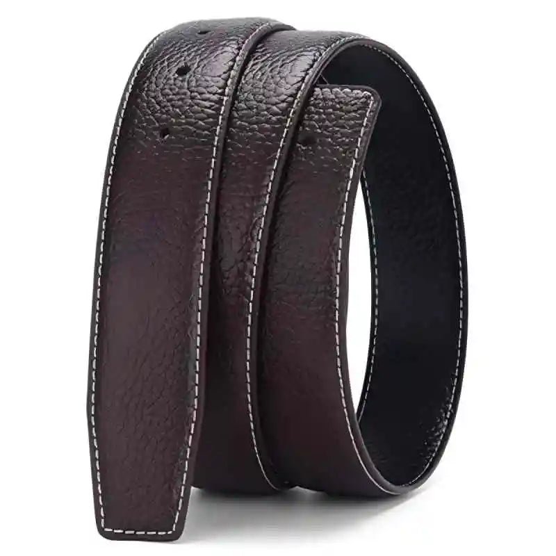 Luxury leather belt for men smooth surface double-sided usable top layer cowhide no buckle 3.8 wide without buckle belt