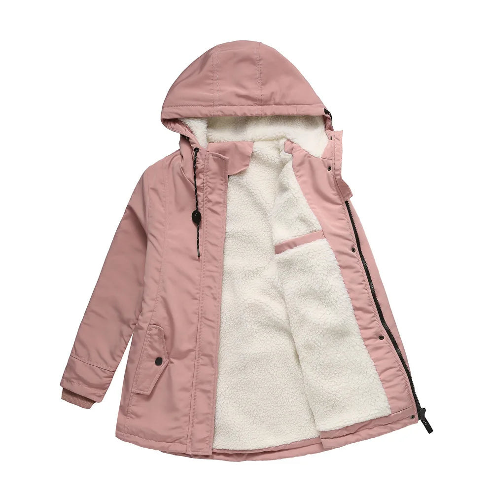 Winter Down Jackets Coats Women Warm Parkas Hooded Waterproof Thick Plush Fleece Lined Female Cotton Puffer Jacket Overcoat AY81