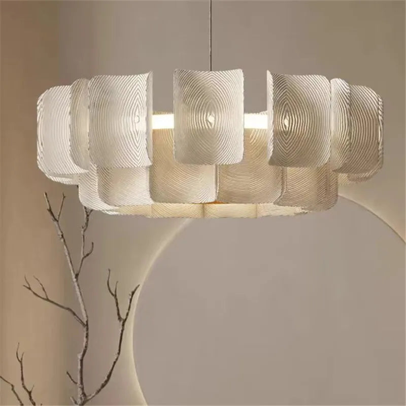 Creative Living Room Large Chandelier Minimalist Wabi Sabi LED Chandelier For Villa Bedroom Home Nordic White Lobby Hanging Lamp