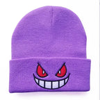 Cartoon Embroidered Beanies Popular American Anime Cartoon Embroidered Knitted Autumn Winter Warm Hat Wool Hat Gengar Beanies