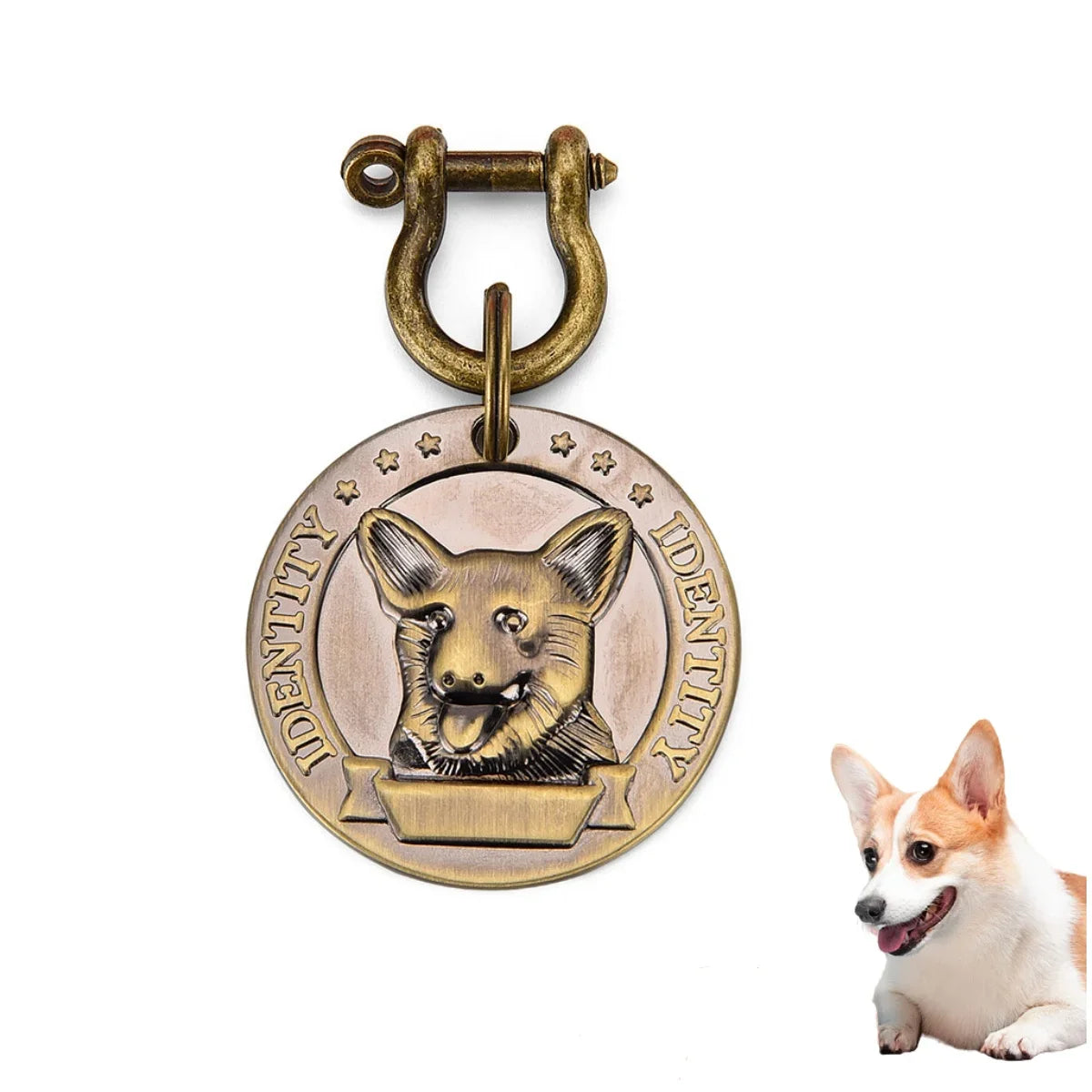 Custom Tags VIP Customizable Engraved Pets ID Tag for Dog Cat Bronze Nameplate Tags Personalized  Address Number Dogs Collar ID Pendant