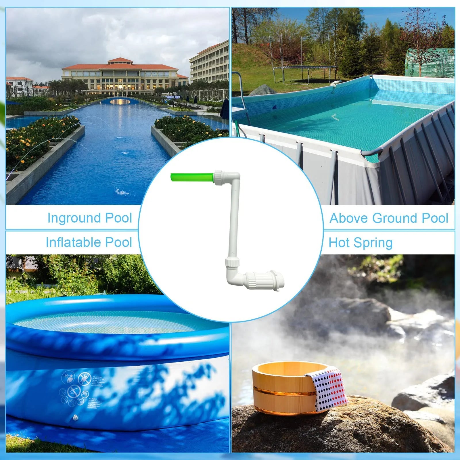 Pool Fountain Dual Spray Water Fountains for Above Ground/Inground Pools 2-in-1 Adjustable Waterfall Pool Sprinkler Fountain
