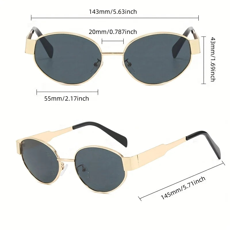 Fashion Golden Frame Glasses - Adjustable Fit, Unique Style with Thin Metallic Frame, Ideal for & Activities Accessories