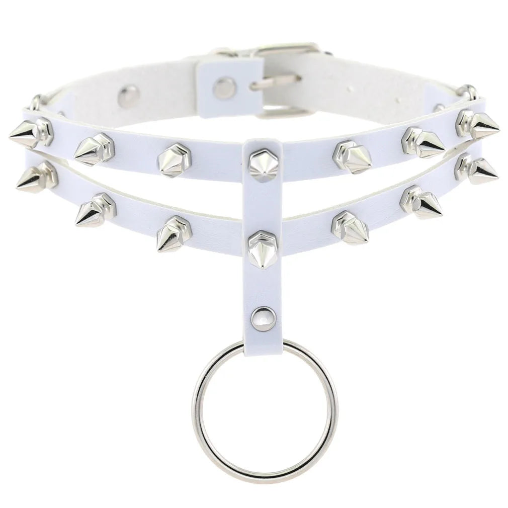 New Harajuku Chocker Sexy Pentagram Rivets White Goth Punk Chokers Gothic Choker Necklace for Women Hip Hop Bondage Cosplay
