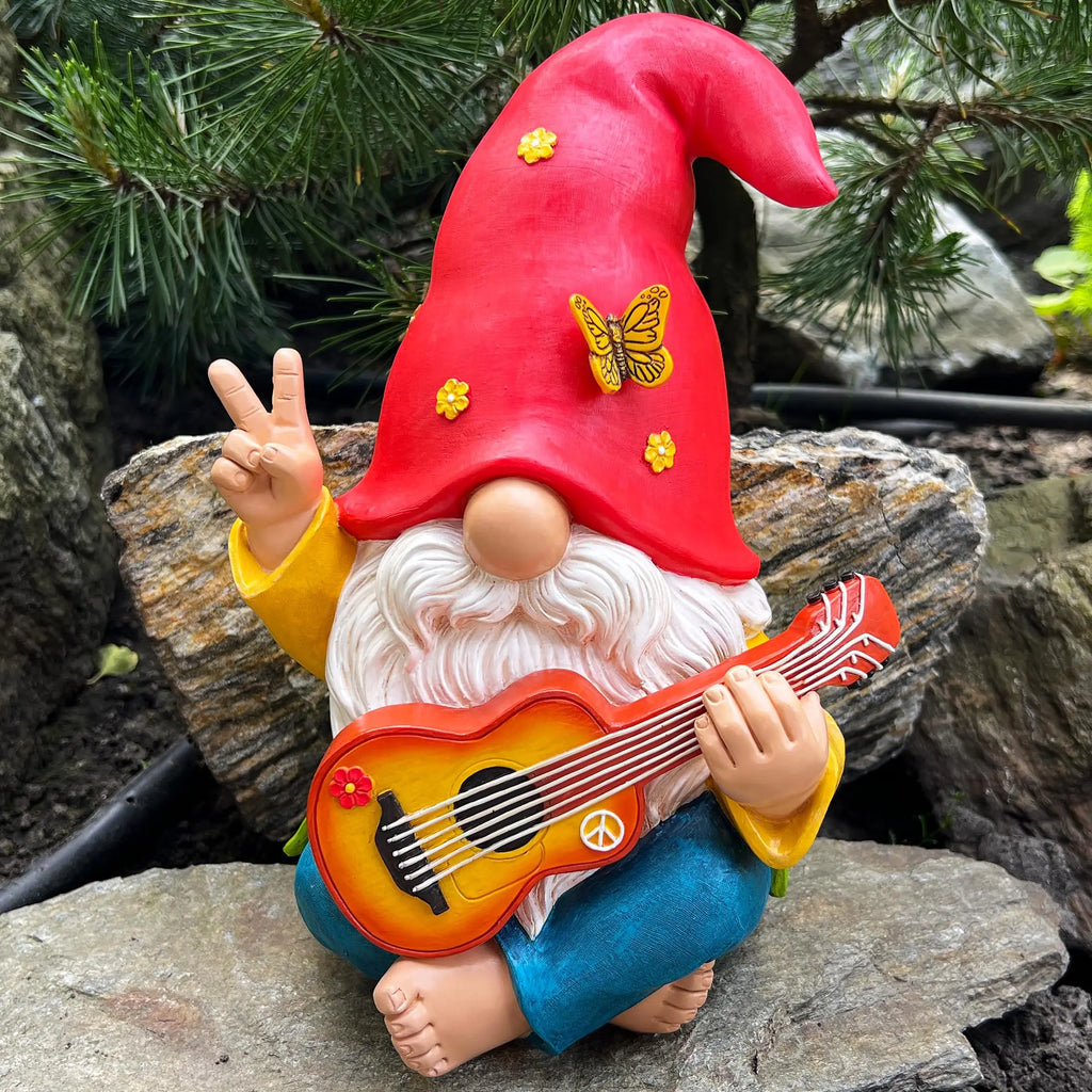 Garden Dwarf - An interesting hippie dwarf statue - A 4.72-inch tall lawn statue - suitable for outdoor or home decoration