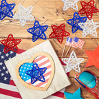 5/10Pcs 4th of July Star Shaped Rattan Balls Decoration Red Blue White Star Wicker Ball for 2023 Independence Day Home DIY Decor