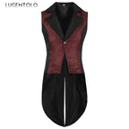 Men Retro Casual Vest Halloween Tuxedo New Jacket Medieval Costume Sleeveless Lapel Gentleman Party Renaissance Tailcoat