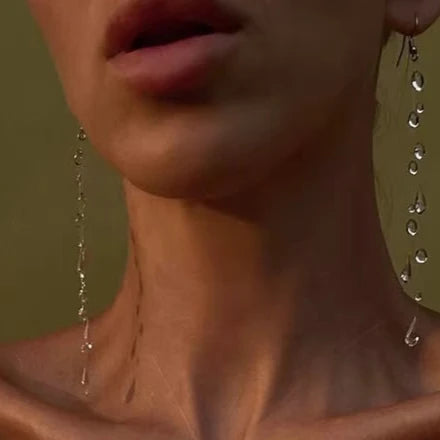 Water Drop Necklace Transparent  Raindrop Earrings Minimalist Ice-Clear Dewdrop Jewelry for Women Elegant Accessories Gift