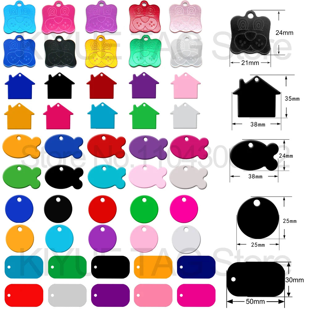Custom Tags 100PCS Pet Supplies Custom Personalized Cat Collar Name Tag Custom Engraved Dog ID Tag Aluminum Pendant Accessories
