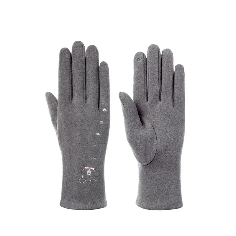 Fashion  Glove Women Vintage Winter Touch Screen Full Finger Warm Windproof Cycling Driving Female Lady Gloves Mittens