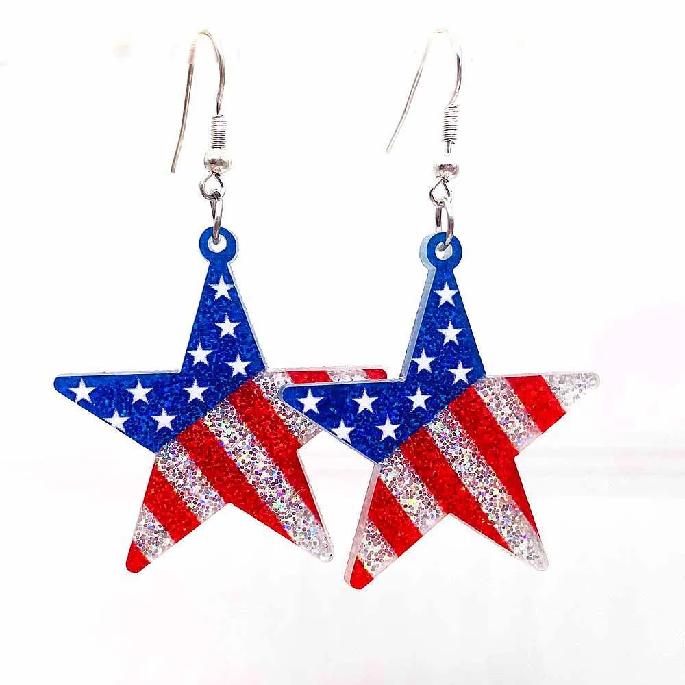 Patriotic Earrings 4th of July Earrings American Flag Sunflowe Acrylic Earrings for Women Independence Day Party Jewelry Gifts