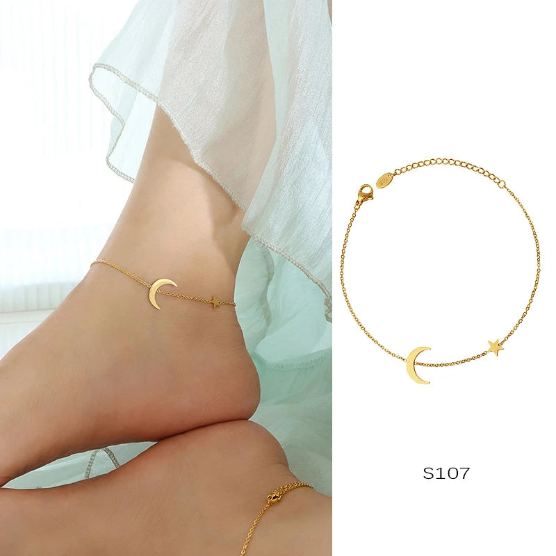 Anklets For Women Stainless Steel 18K Gold Plated High Quality No Tarnish Women's Ankle Bracelets Foot Chains Luxury Ankle Strap