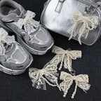 1pair Fashion Lace Pearl Bow Shoe Laces Charms for Sneakers Decorative Shoe Flower Buckle Decorative Shoe Charm Accessories
