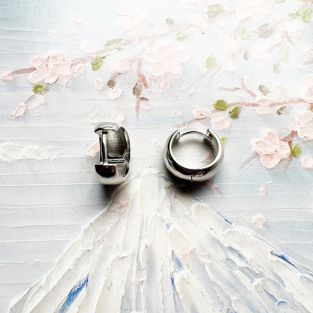 Hoop Earring Elegant Chunky Design Europe Fine Jewerly For Women Men Vintage Gift In Real 925 Sterling Silver