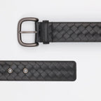 PLULUSA Hanrted Leather Belt for Men Genuine Top Layer Cowhide Bule Pure Handwoven Men's Belt Versatile Sli Belt