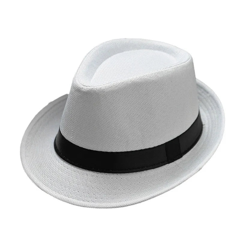 Summer Fedora Hat for Men Fashionable Elegant Vintage Black Women White Red Brim Panama Top Jazz Beach Unisex Classic Cap