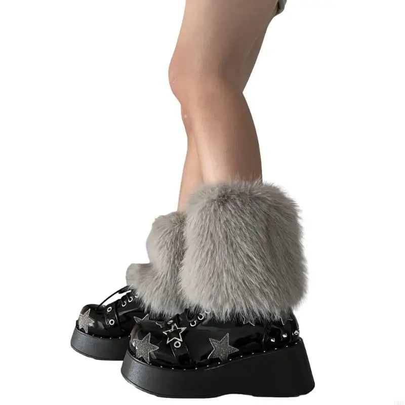 Faux Furs Leg Warmer,Warm Soft Cozy Fuzzy Leg Warmer Boot Cuffs Cover for Women Party Costumes Boot Sleeves Boot Covers