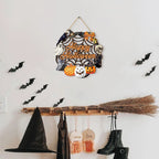 Spooky Halloween Wooden Wall Decor with "Happy Halloween" and Classic Symbols - Perfect for Seasonal Home Decoration
