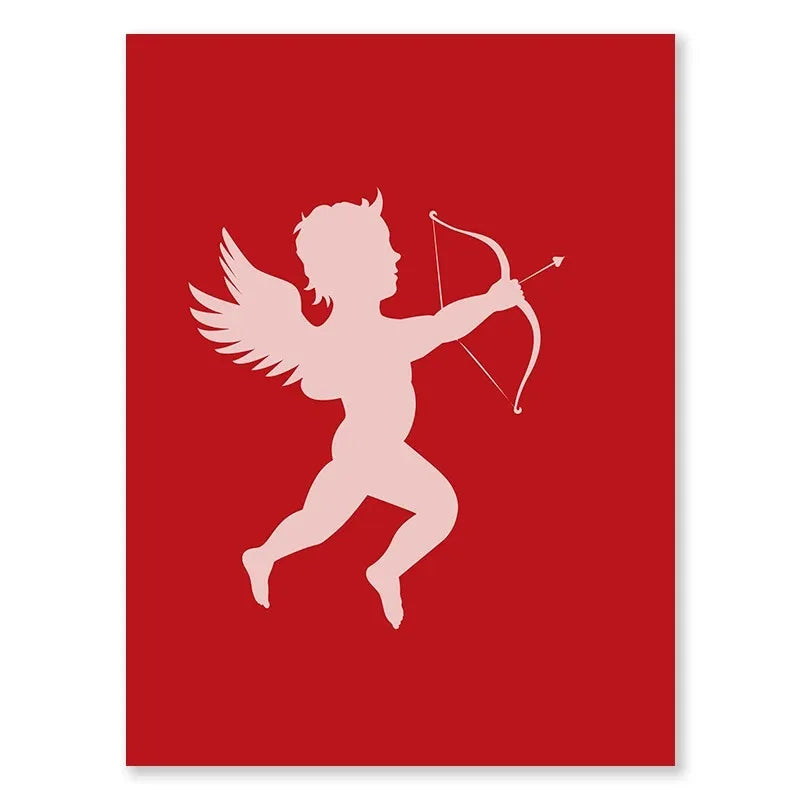 Valentine's Day Queue Gallery Printable Poster Vintage Romantic Wall Art Cute Pink Heart Canvas Painting Home Bedroom Decoration