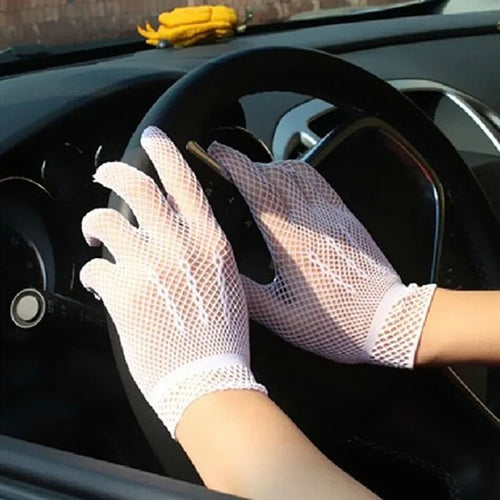 1 Pair Hot Sale Fishnet Mesh Glove Fashion Women Lady Girl Glove Protection Lace Elegant Lady Style Gloves Black and White