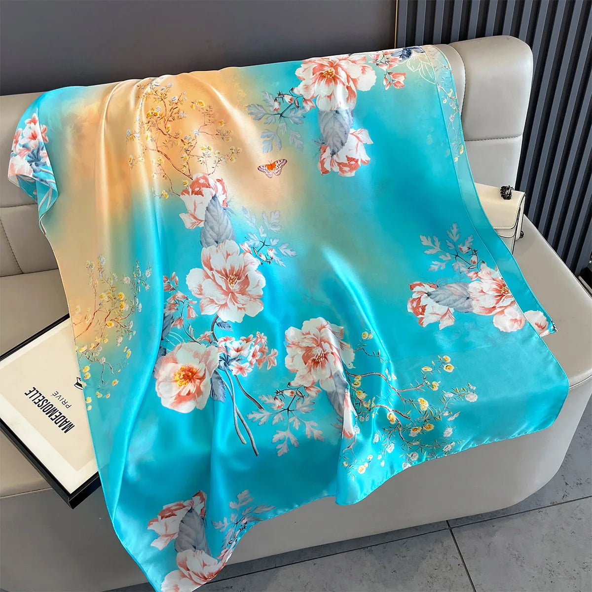 New Women Scarves Spring Summer Autumn Luxury Print Thin Light Satin Scarf Fashion Wrap Shawls 55 Colors Elegant Bandana Poncho