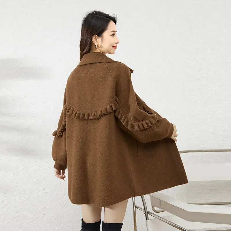 New Wool Coat with Fat Mid-length Fashion Double-sided Wool Coat
