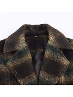 Women's Woolen  Coat 2025 Autumn Winter New Fashion Women Long Sleeve Button Checkered Overcoat Women High Street Leisure Coats